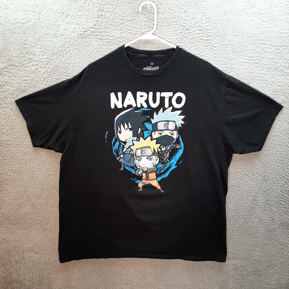 Naruto Shippuden Shirt Adult 2XL XXL Black Japanese Anime Animation Manga Mens